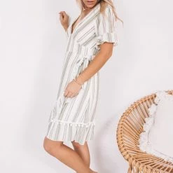 YH & Co (Chloe Yip) CLOTHING Brielle Dress - Green Stripe