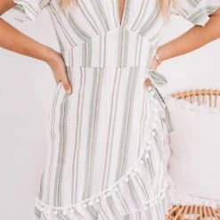 YH & Co (Chloe Yip) CLOTHING Brielle Dress - Green Stripe