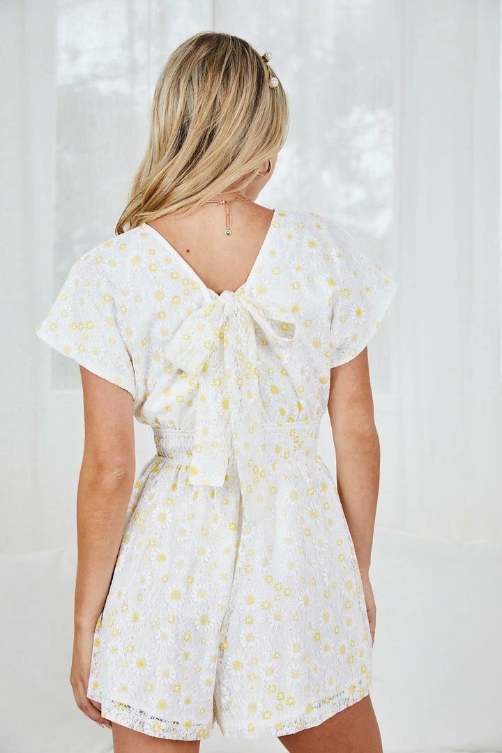 Evermore Fashion CLOTHING Braden Playsuit - White Floral 4 Evermore Fashion CLOTHING Braden Playsuit - White Floral