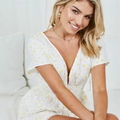 Evermore Fashion CLOTHING Braden Playsuit - White Floral 12 Evermore Fashion CLOTHING Braden Playsuit - White Floral