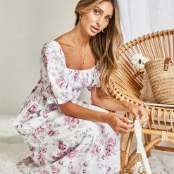 YH & Co (Chloe Yip) Lettice Dress - White Floral CLOTHING