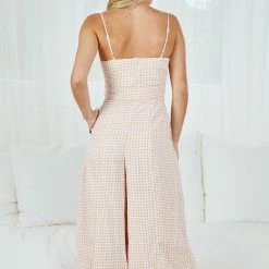 Desire Amarie Jumpsuit - Beige Gingham