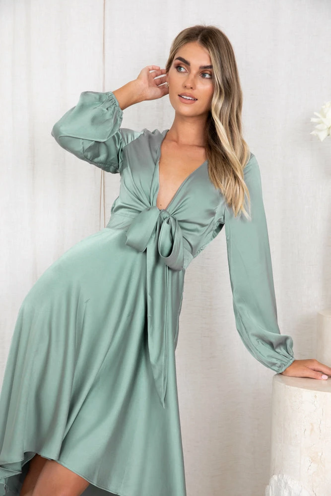 Esther Luxe Bryleigh Dress - Sage 5 Esther Luxe Bryleigh Dress - Sage