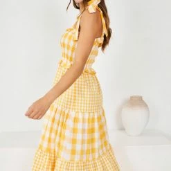 YH & Co (Chloe Yip) Margaret Dress - Orange Check