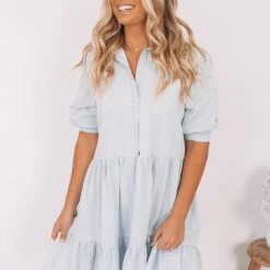 Pink Diamond CLOTHING Sanaz Dress - Light Blue