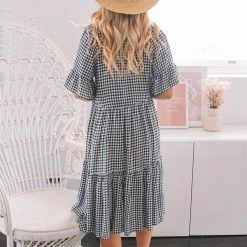 WeLove Fashion Deserae Dress - Black Gingham CLOTHING