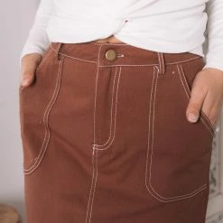 Into Fashion CLOTHING Bibliotec Skirt - Chocolate