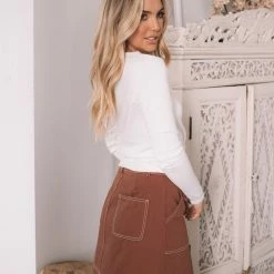 Into Fashion CLOTHING Bibliotec Skirt - Chocolate