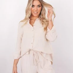 Pink Diamond Pisces Top - Beige CLOTHING
