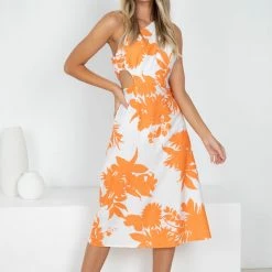 Reverse Kindly Dress - Orange Print