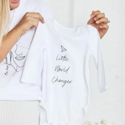 Worldchine CLOTHING Be Hers Baby Onesie - White