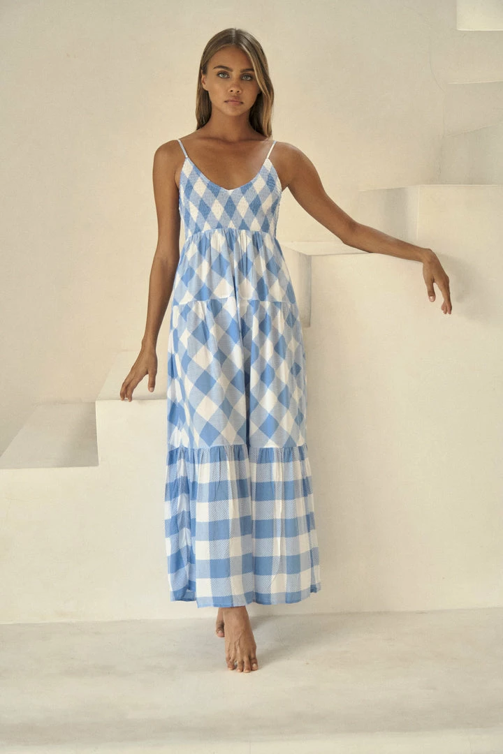 Florencia The Label Foley Maxi Dress - Blue Check 3 Florencia The Label Foley Maxi Dress - Blue Check