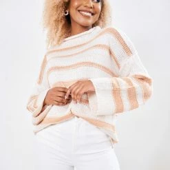 White Closet Brigita Knit - Cream Stripe