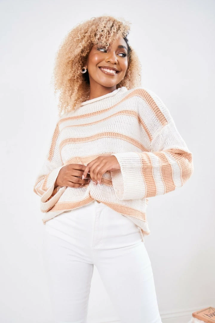 White Closet Brigita Knit - Cream Stripe 4 White Closet Brigita Knit - Cream Stripe