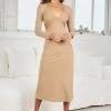 Into Fashion Justina Dress - Beige CLOTHING