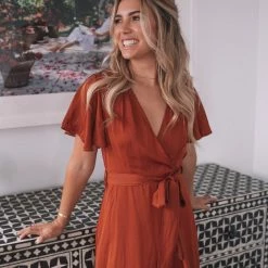 Style Box CLOTHING Farren Dress - Rust