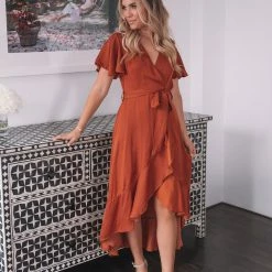 Style Box CLOTHING Farren Dress - Rust