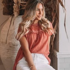 Rock Denim CLOTHING Hondura Top - Rust