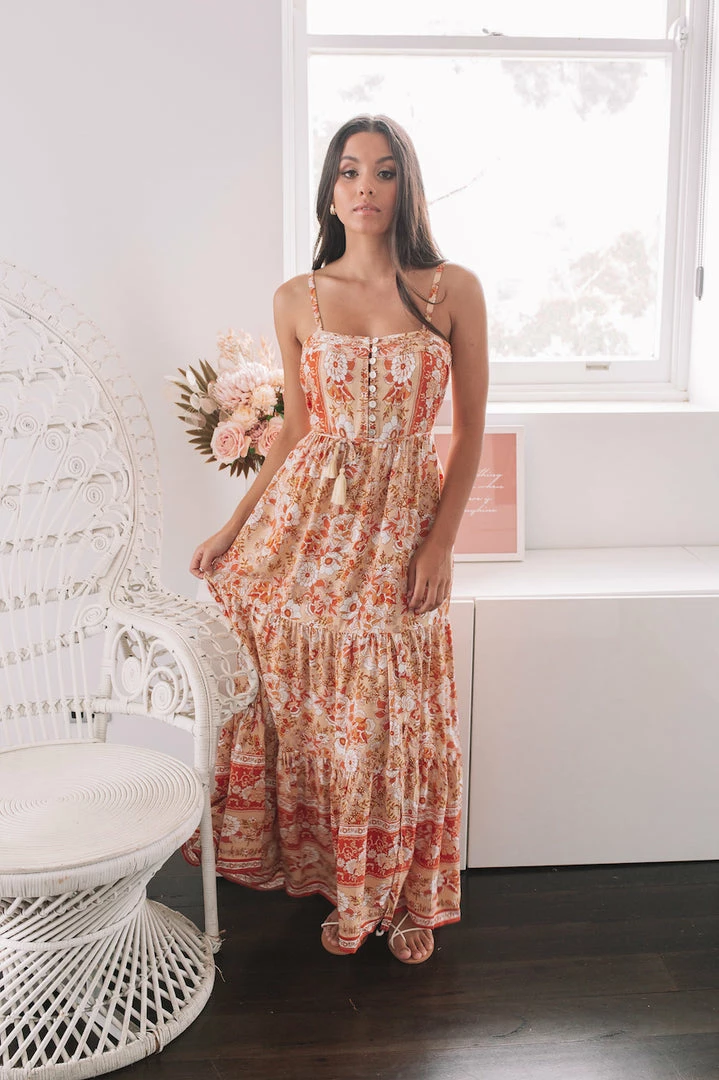 WeLove Fashion Bridget Dress - Apricot Print CLOTHING 3 WeLove Fashion Bridget Dress - Apricot Print CLOTHING