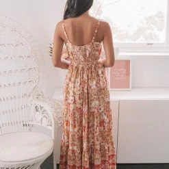 WeLove Fashion Bridget Dress - Apricot Print CLOTHING