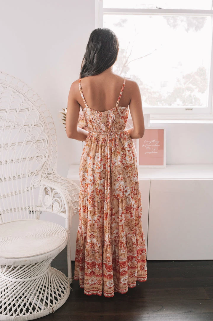 WeLove Fashion Bridget Dress - Apricot Print CLOTHING 4 WeLove Fashion Bridget Dress - Apricot Print CLOTHING