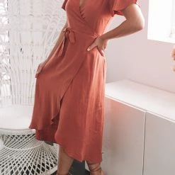 Style Box Tended Dress - Rust CLOTHING