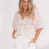WeLove Fashion Deserae Top - Beige Gingham CLOTHING