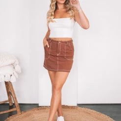Into Fashion CLOTHING Bibliotec Skirt - Chocolate