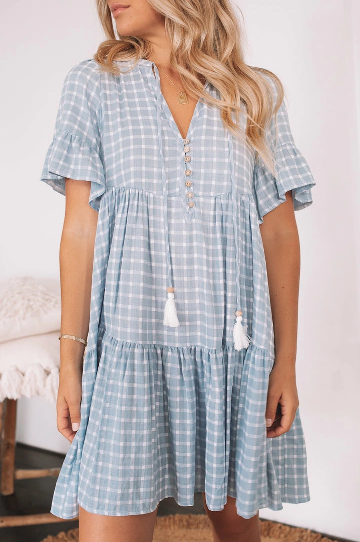 WeLove Fashion CLOTHING Deserae Dress - Blue Gingham 3 WeLove Fashion CLOTHING Deserae Dress - Blue Gingham