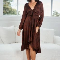 Sunny Girl CLOTHING Bryleigh Dress - Bronze Print