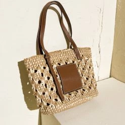 Angel Whisper Como Woven Straw Tote Bag - Tan