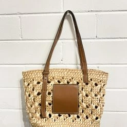 Angel Whisper Como Woven Straw Tote Bag - Tan