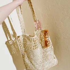 Angel Whisper Accessories Raffia Beach Tote Bag - Natural
