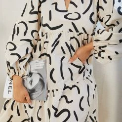 YH & Co (Chloe Yip) Adalaine Dress - Beige Print