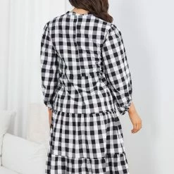 Miracle Fashion Adenique Dress - Black Gingham CLOTHING