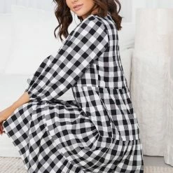 Miracle Fashion Adenique Dress - Black Gingham CLOTHING