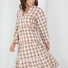 Miracle Fashion Adenique Dress - Tan Gingham 2 Miracle Fashion Adenique Dress - Tan Gingham