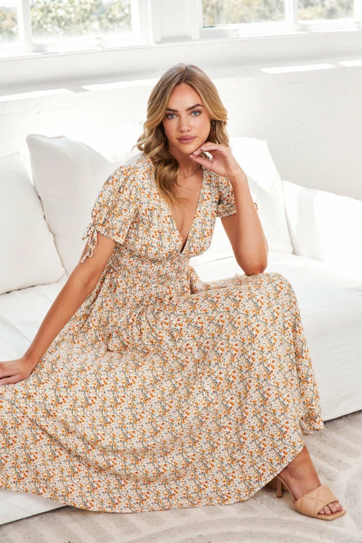 Evermore Fashion CLOTHING Agostina Dress - Orange Print 6 Evermore Fashion CLOTHING Agostina Dress - Orange Print