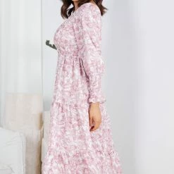 Qtrend Fashion PTY LTD Alarica Dress - Burgundy Print CLOTHING