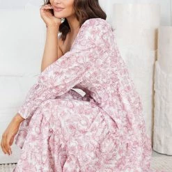 Qtrend Fashion PTY LTD Alarica Dress - Burgundy Print CLOTHING