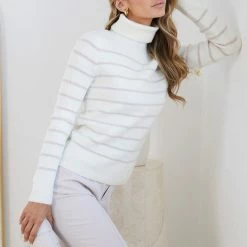 Spicy Sugar Aldie Knit - White Stripe