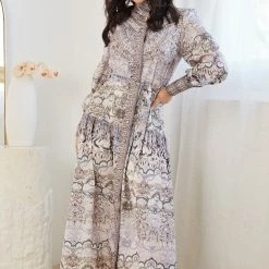 CSA (Lorraine Designs) Alva Dress - Beige Print CLOTHING