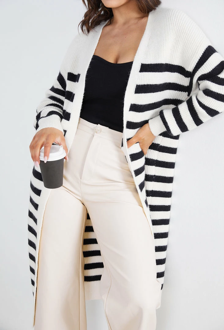 Miracle Fashion Amiaty Cardigan - Cream Stripe CLOTHING 6 Miracle Fashion Amiaty Cardigan - Cream Stripe CLOTHING