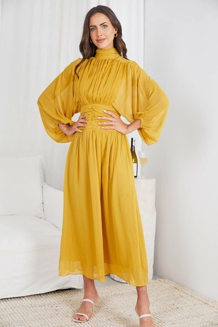 Qtrend Fashion PTY LTD Analey Dress - Mustard CLOTHING 3 Qtrend Fashion PTY LTD Analey Dress - Mustard CLOTHING