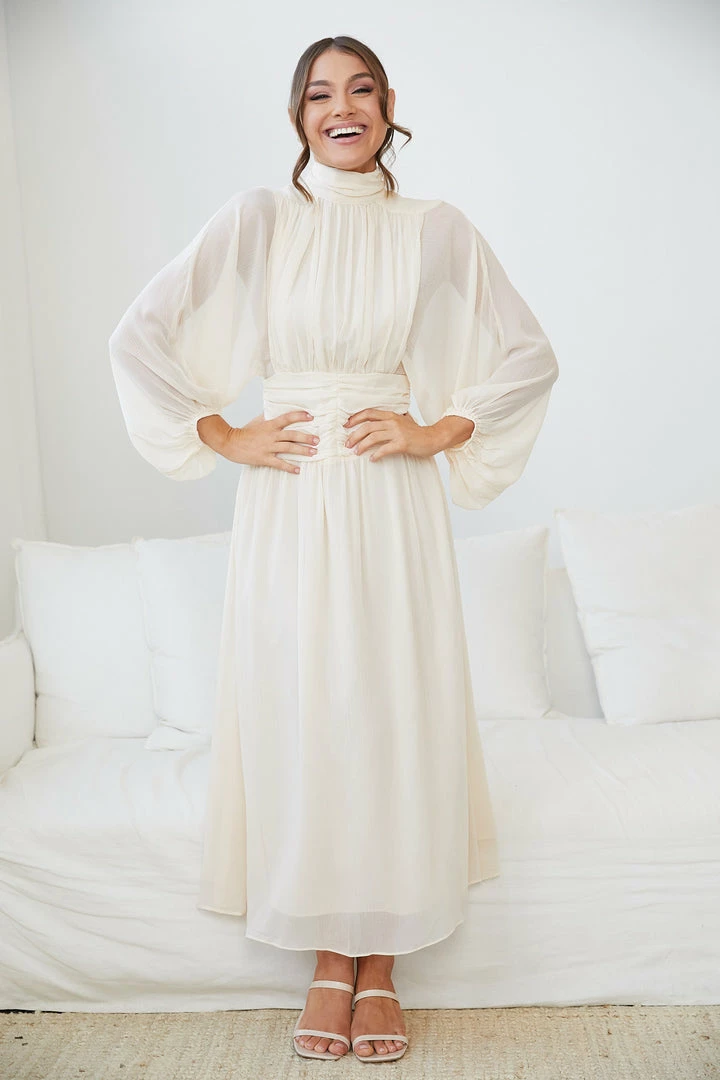 Qtrend Fashion PTY LTD CLOTHING Analey Dress - Cream 3 Qtrend Fashion PTY LTD CLOTHING Analey Dress - Cream