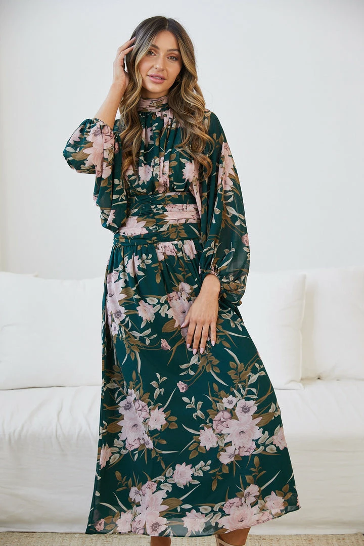 Qtrend Fashion PTY LTD Analey Dress - Green Floral 7 Qtrend Fashion PTY LTD Analey Dress - Green Floral