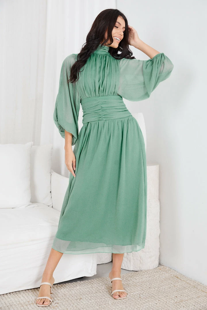 Qtrend Fashion PTY LTD Analey Dress - Sage CLOTHING 7 Qtrend Fashion PTY LTD Analey Dress - Sage CLOTHING