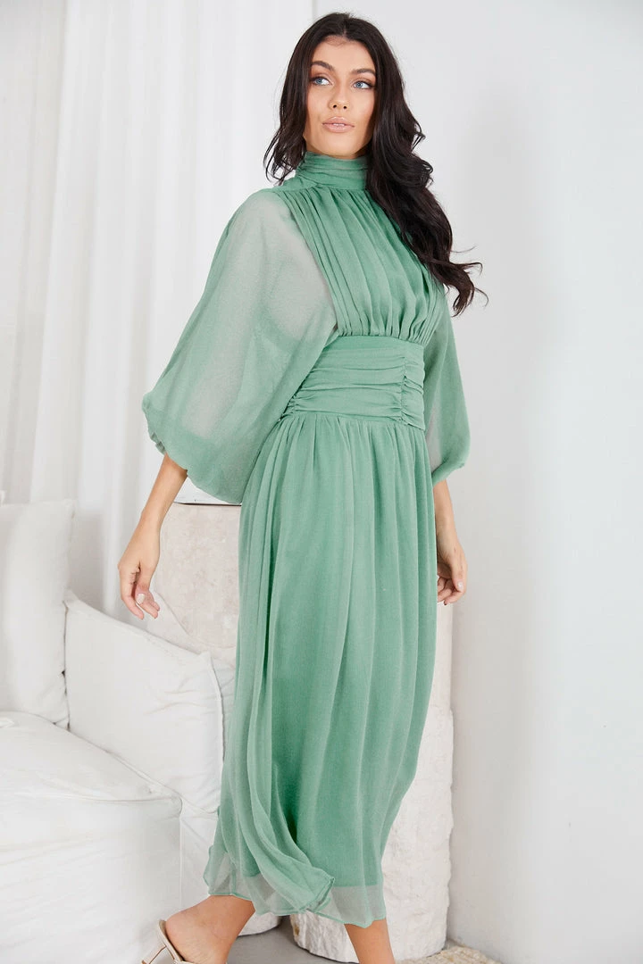 Qtrend Fashion PTY LTD Analey Dress - Sage CLOTHING 6 Qtrend Fashion PTY LTD Analey Dress - Sage CLOTHING