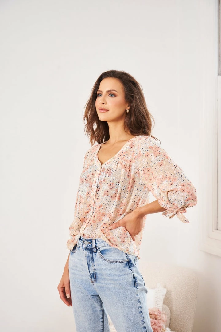 So In Style Aras Top - Beige Floral CLOTHING 6 So In Style Aras Top - Beige Floral CLOTHING