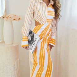 Wild Ginger Arialee Dress - Orange Stripe 14 Wild Ginger Arialee Dress - Orange Stripe